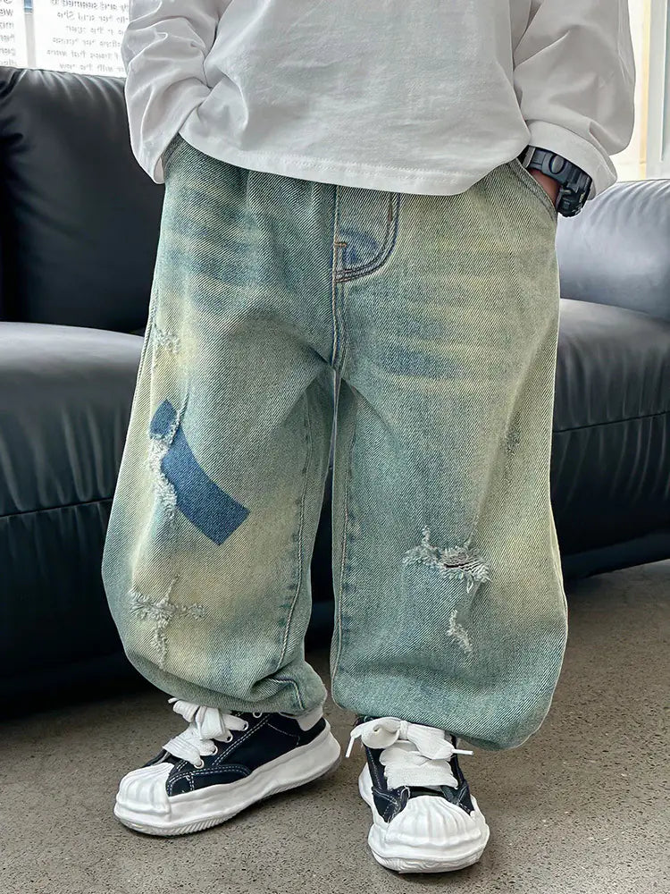 2024 Spring Vintage Loose Boy's Denim Pants
