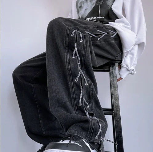 Niche Wide Leg American Jeans for Men in Hip Hop Style