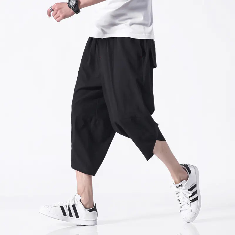 Spring Shadowless Japanese Linen Harem Capris Pants