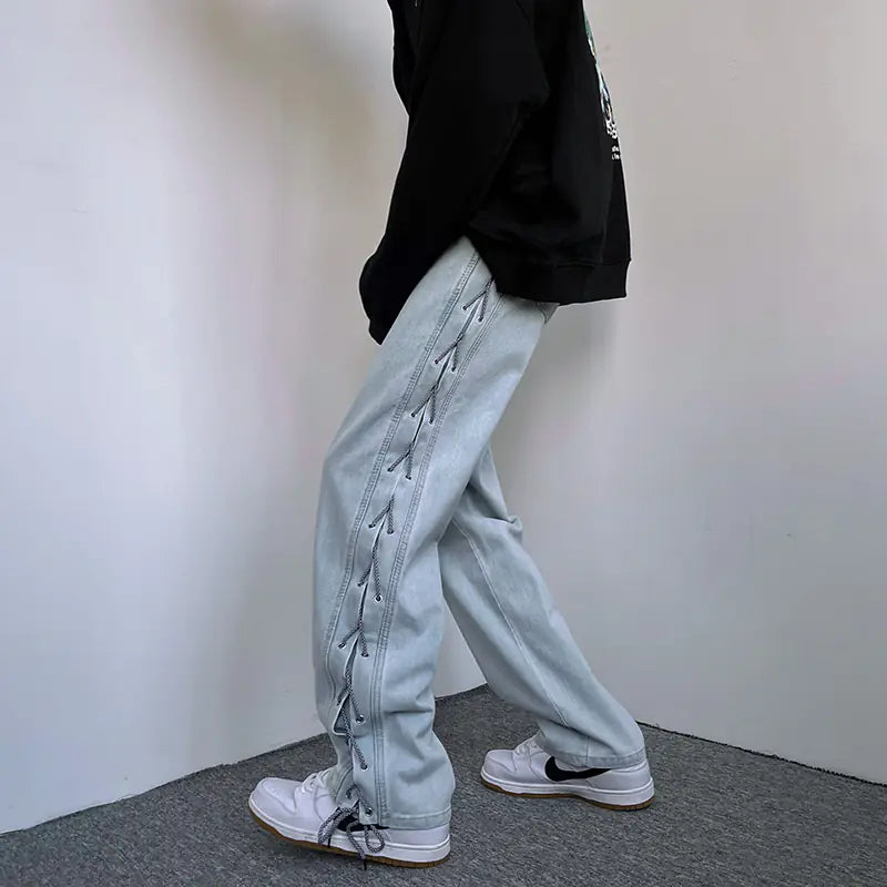 Niche Wide Leg American Jeans for Men in Hip Hop Style