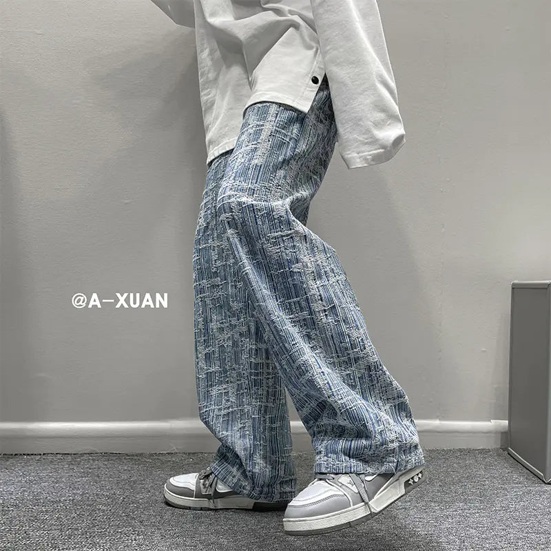 Embroidered Wide Leg Hip-Hop Jeans for Men