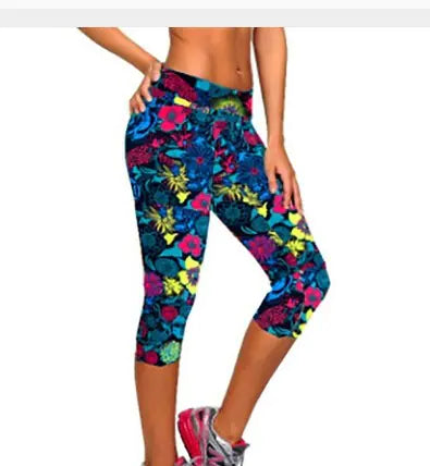 High-Waisted Printed Capris, Stretch Shaping Leggings