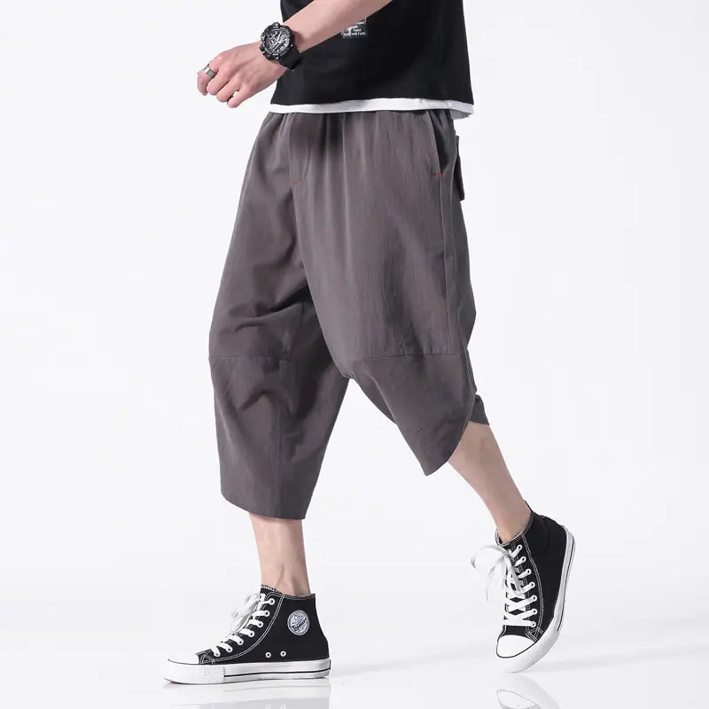 Spring Shadowless Japanese Linen Harem Capris Pants