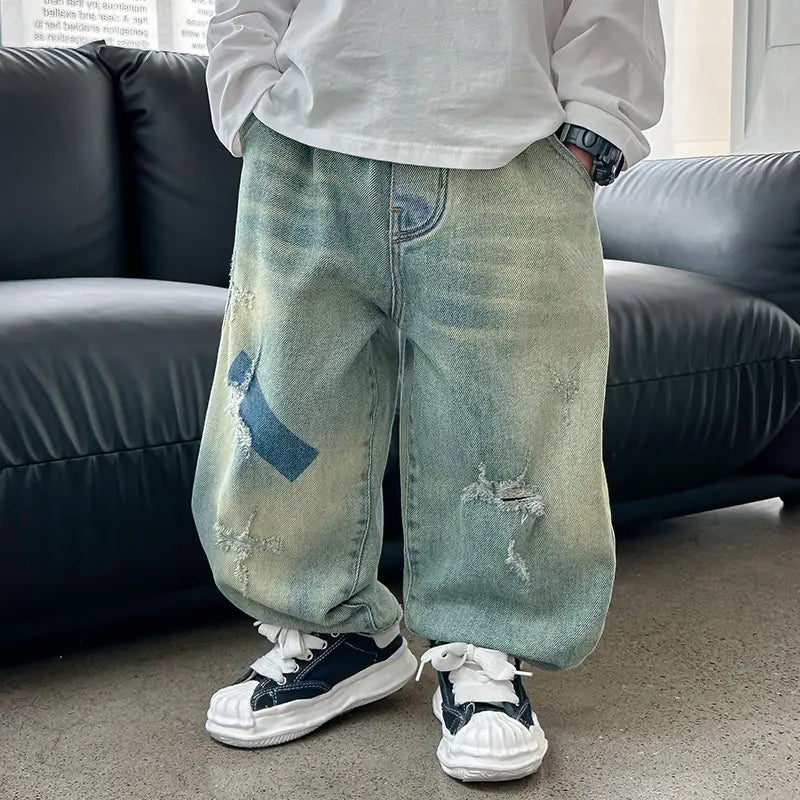 2024 Spring Vintage Loose Boy's Denim Pants