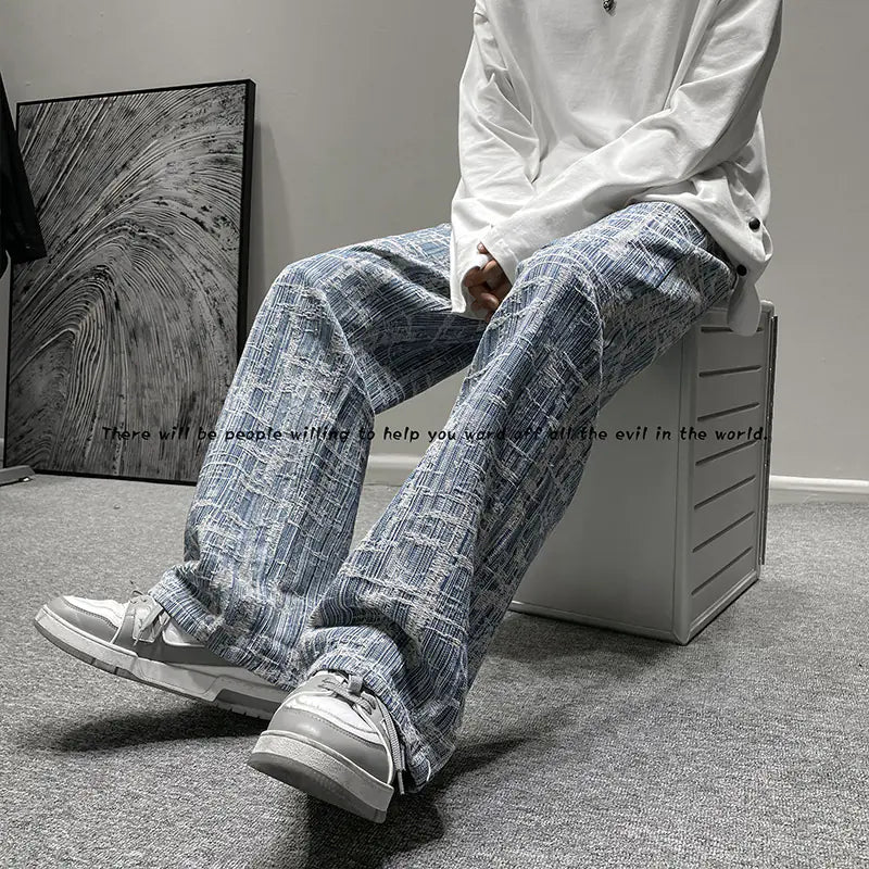 Embroidered Wide Leg Hip-Hop Jeans for Men