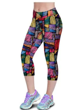 High-Waisted Printed Capris, Stretch Shaping Leggings