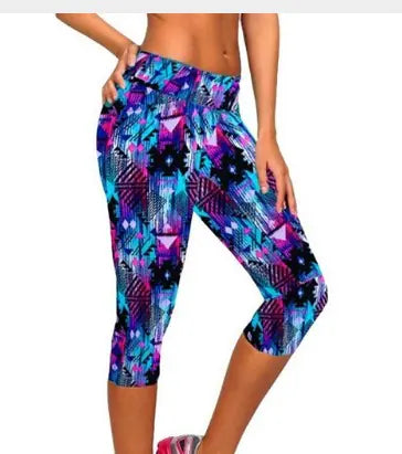High-Waisted Printed Capris, Stretch Shaping Leggings